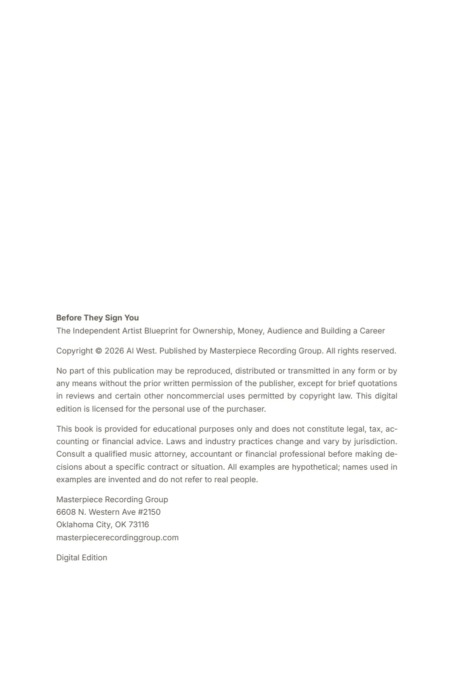 Before They Sign You — page 3, Copyright
