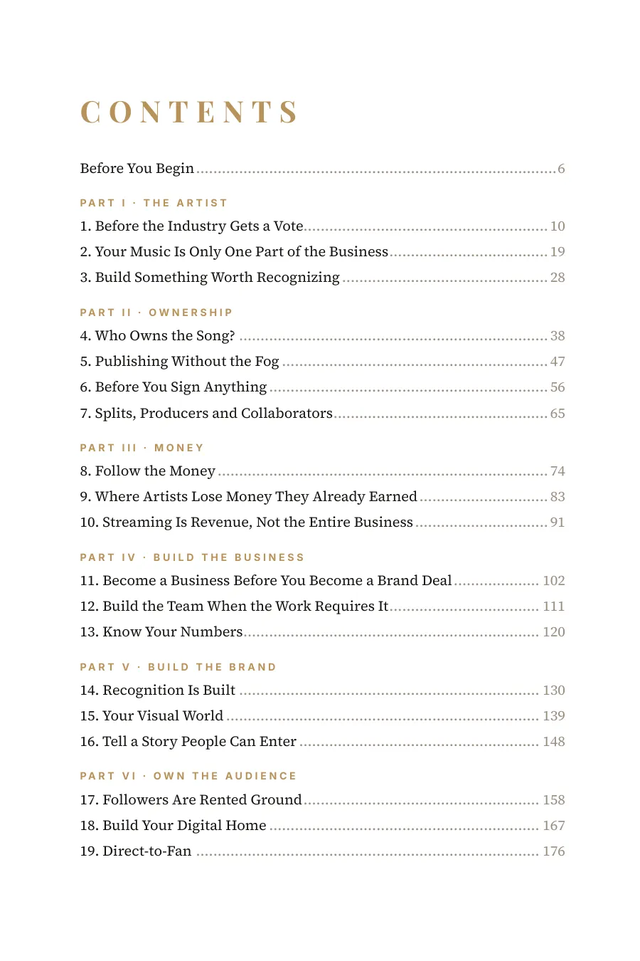 Before They Sign You — page 4, Contents