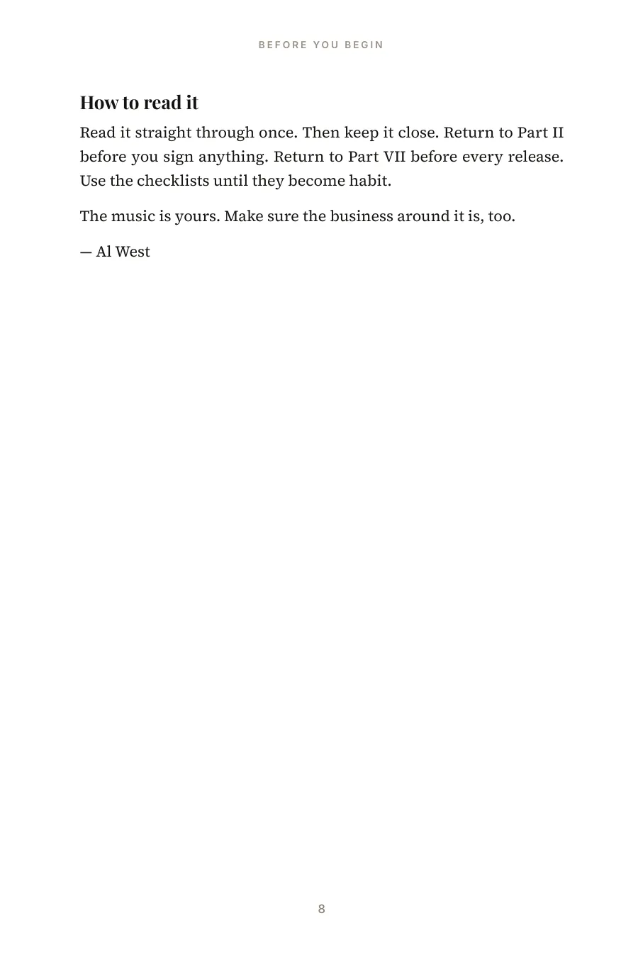Before They Sign You — page 8, Before You Begin